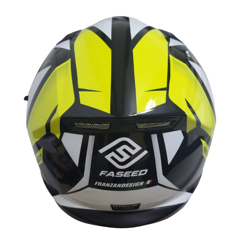 MC Auto: Faseed FS-825 Yellow/ Black/ White Helmet