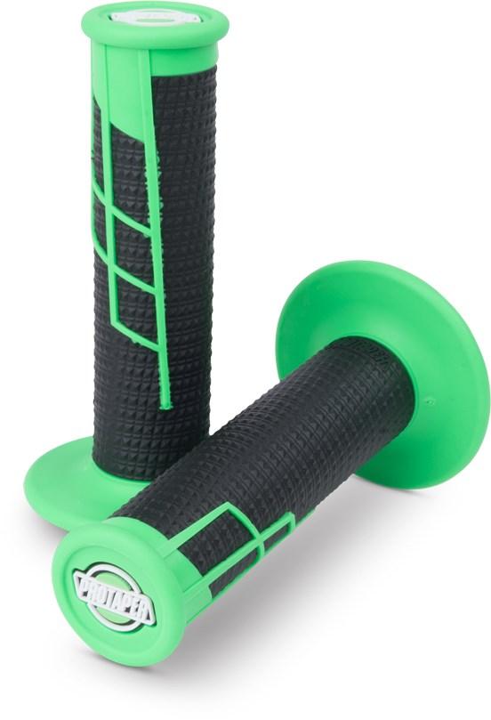 MC Auto: ProTaper Clamp On Half Waffle Neon Green/Black MX Grips